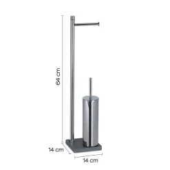 Piantana portarotolo e portascopino bagno Trilly H 64 cm grigio
