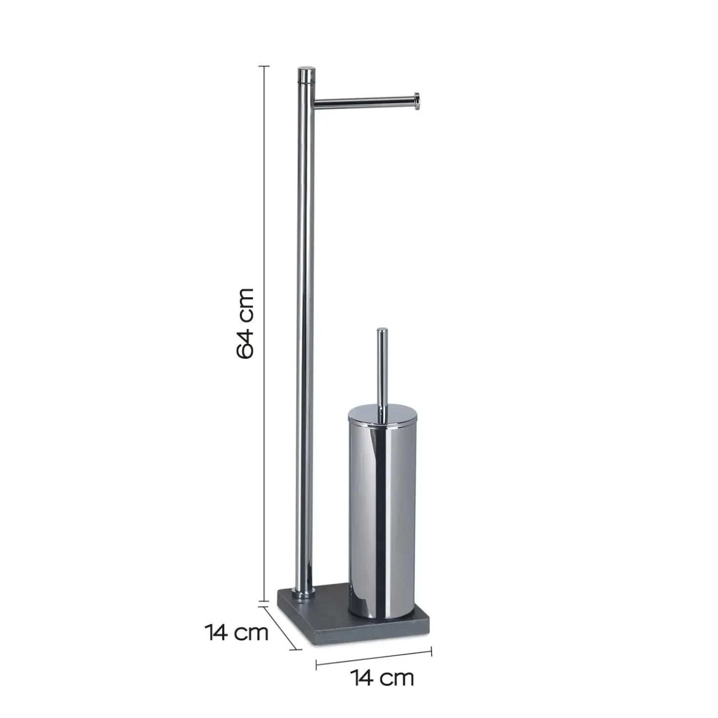 Piantana portarotolo e portascopino bagno Trilly H 64 cm grigio