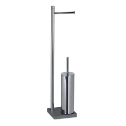 Piantana portarotolo e portascopino bagno Trilly H 64 cm grigio