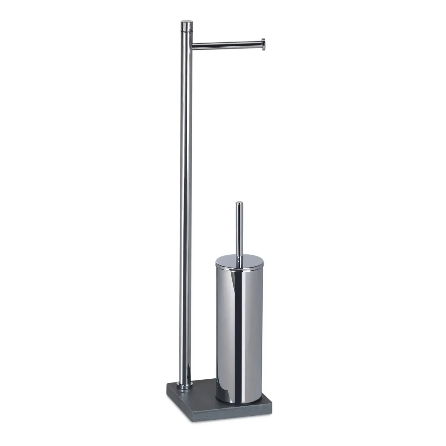 Piantana portarotolo e portascopino bagno Trilly H 64 cm grigio