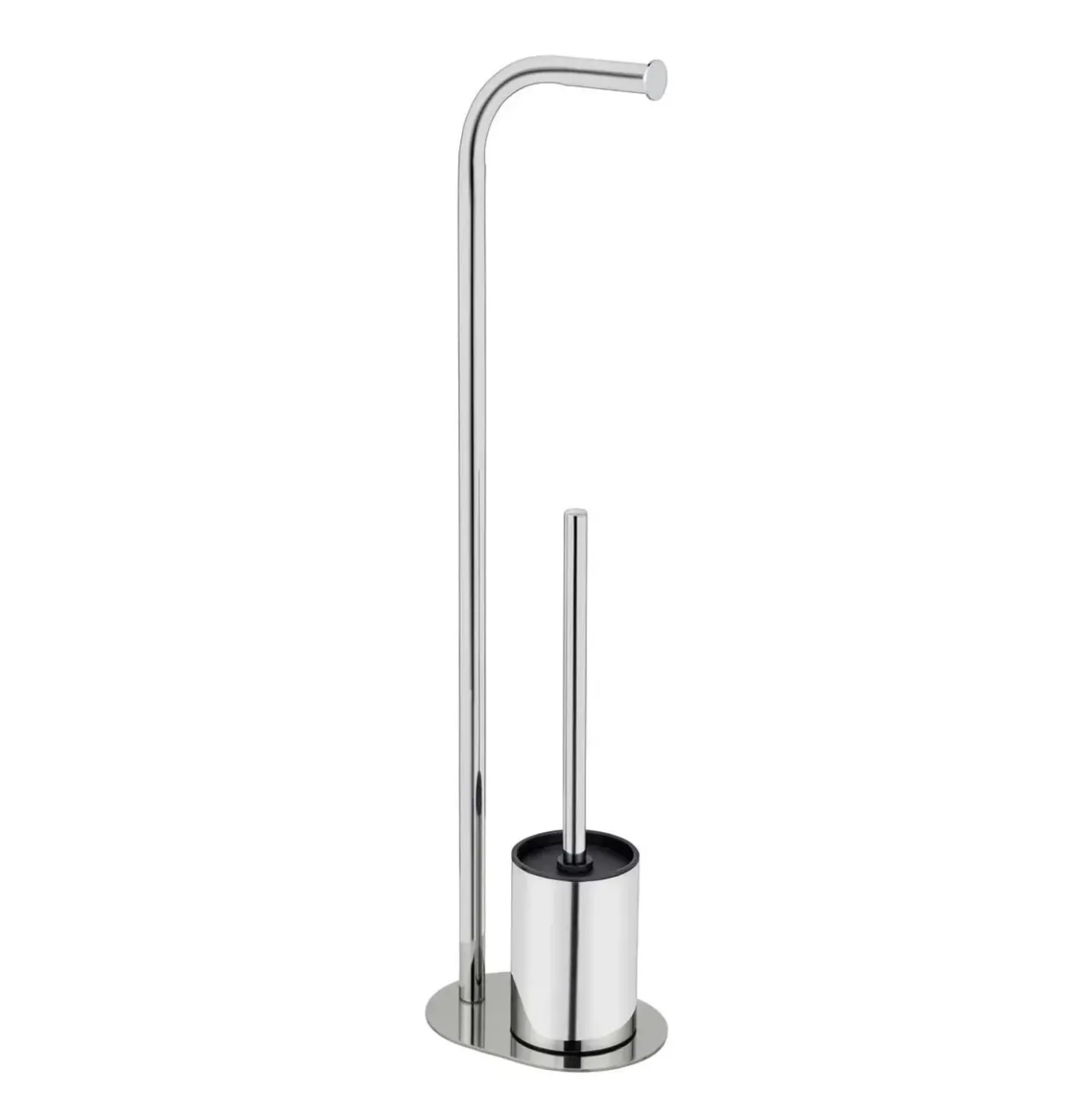 Piantana portarotolo e portascopino bagno Levante inox lucido