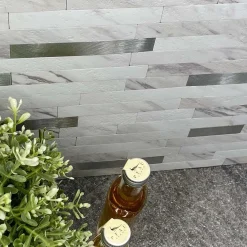 Piastrella adesiva mosaico Carrara 4 pz 300x300x40 mm