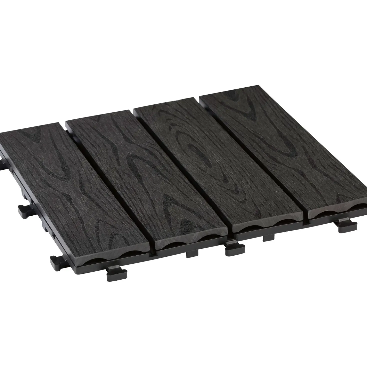 Piastrella da esterno a clic in WPC effetto legno antracite 30x30 cm 6 pz