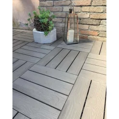 Piastrella da esterno in polipropilene e HDPE Snapwood cappuccino 38x38 cm