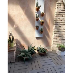 Piastrella da esterno in polipropilene e HDPE Snapwood cappuccino 38x38 cm