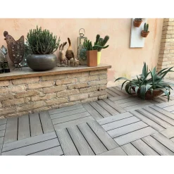 Piastrella da esterno in polipropilene e HDPE Snapwood cappuccino 38x38 cm