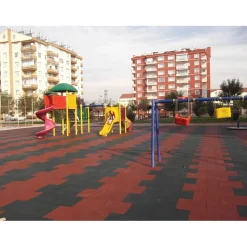 Piastrella da esterno in gomma riciclata SBR Rubbertile rosso 40x40 cm
