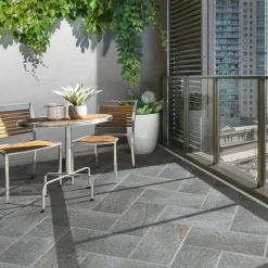 Piastrella da esterno in gres porcellanato Luserna grigio 205x45 cm 1,02 m²