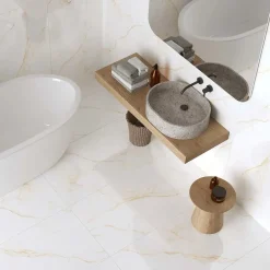 Piastrella in gres effetto marmo venato oro 60x120 cm 1,44 m²