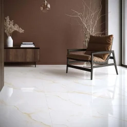 Piastrella in gres effetto marmo venato oro 60x120 cm 1,44 m²