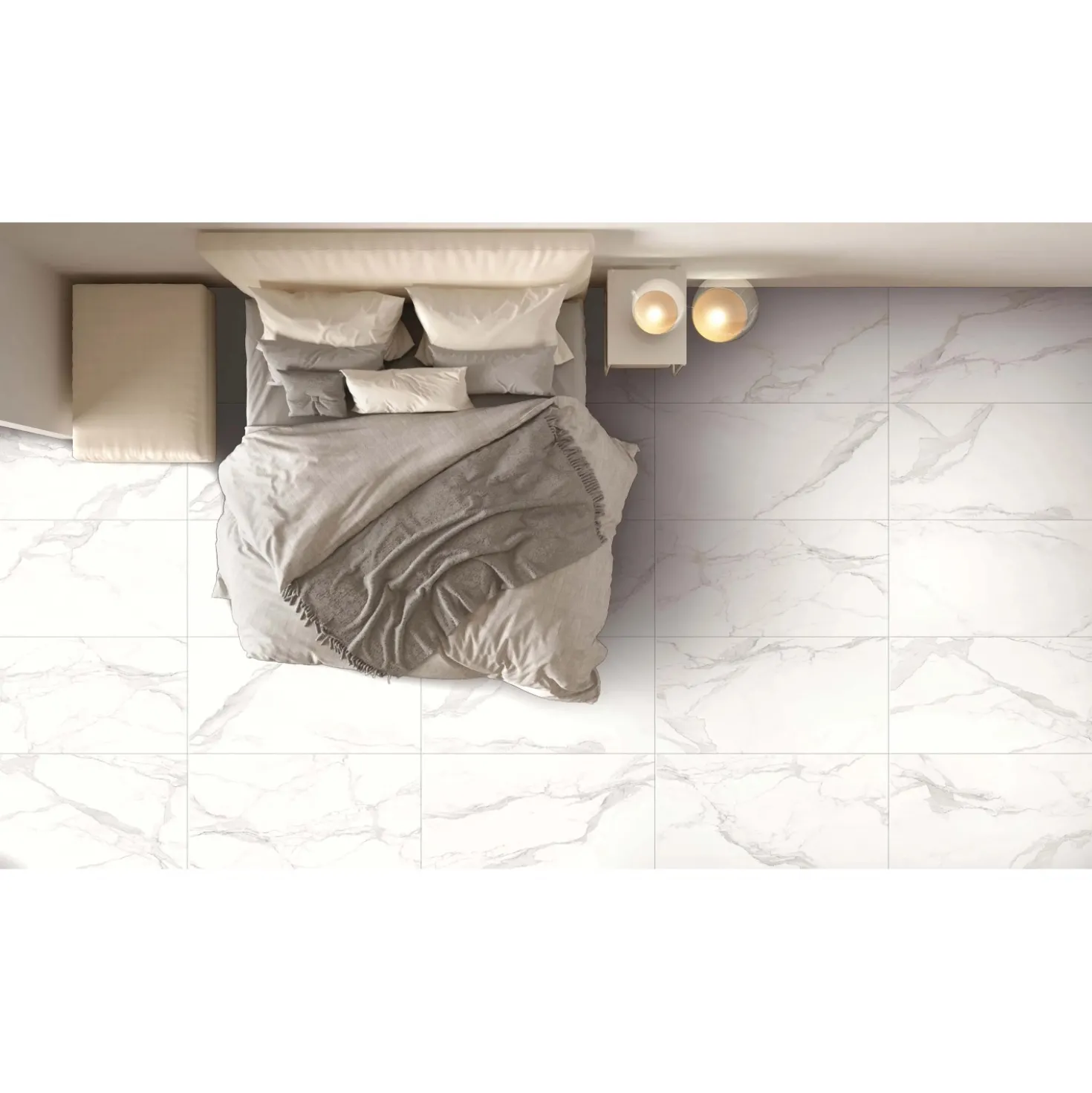 Piastrella in gres porcellanato Marmo Statuario 60x120 cm venato grigio 1,44 m²