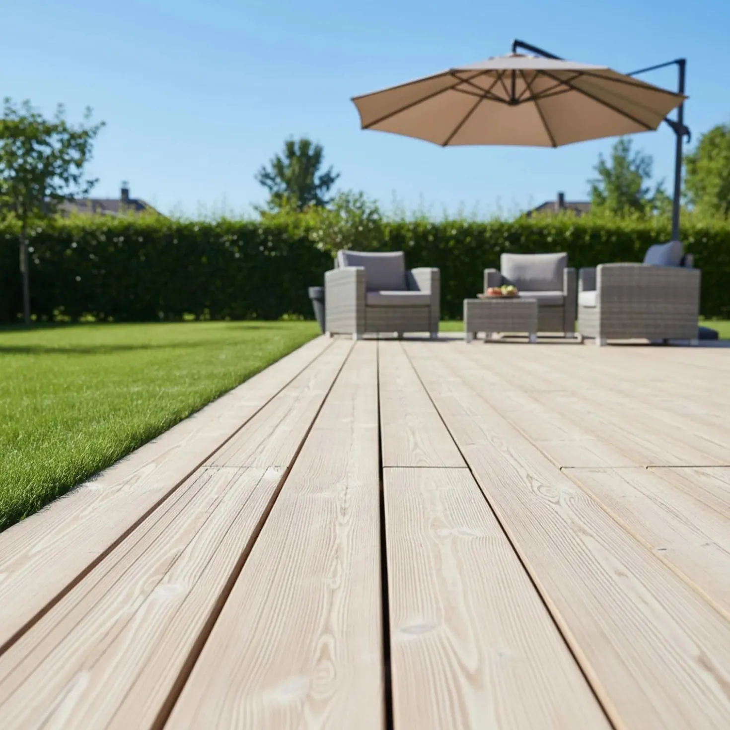 Piastrelle da esterno doga Thermowood clip sistem bianco 118x210 cm