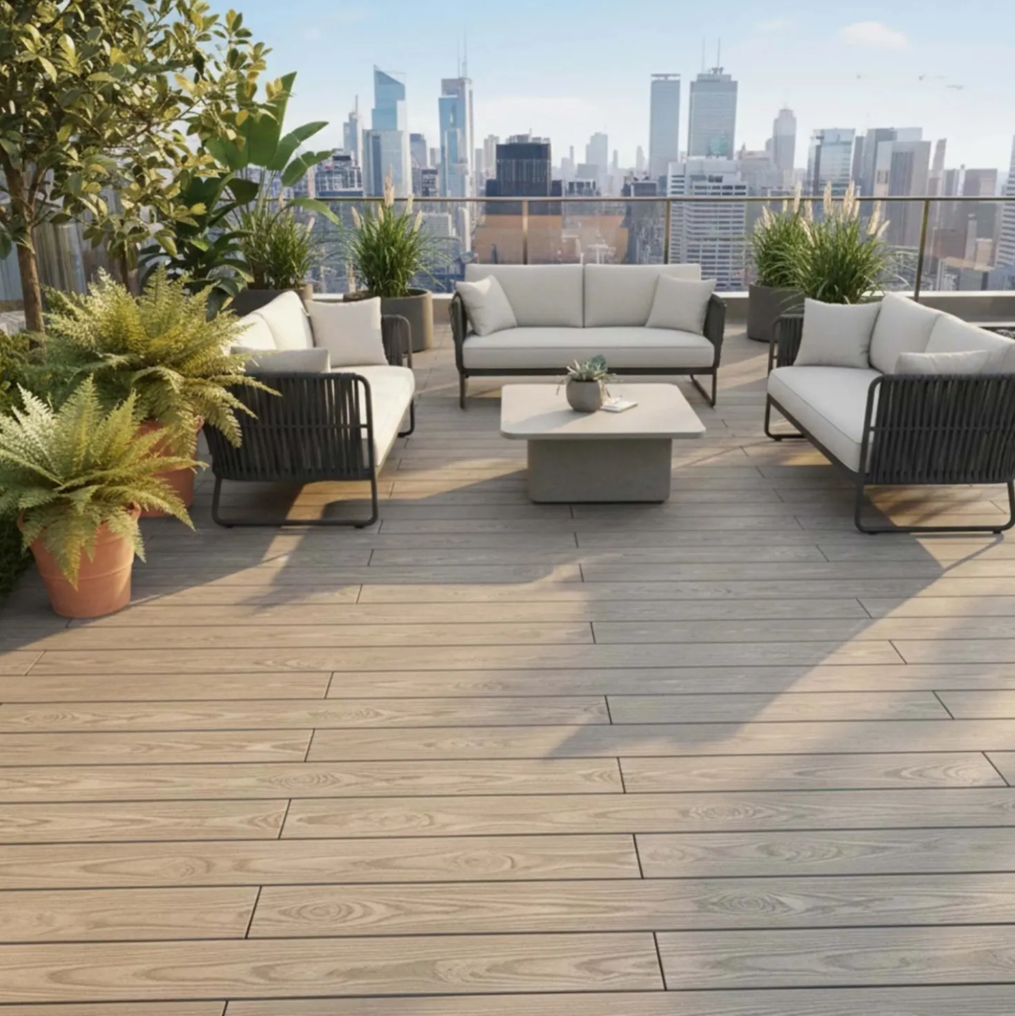 Piastrelle da esterno doga WPC WOOD double face grigio 161x2000 mm