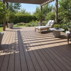 Piastrelle da esterno doga WPC WOOD double face marrone 161x2000 mm