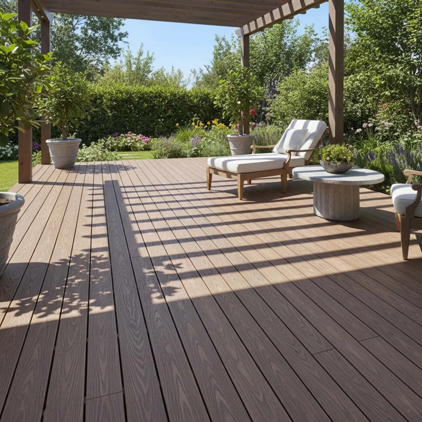Piastrelle da esterno doga WPC WOOD double face marrone 161x2000 mm