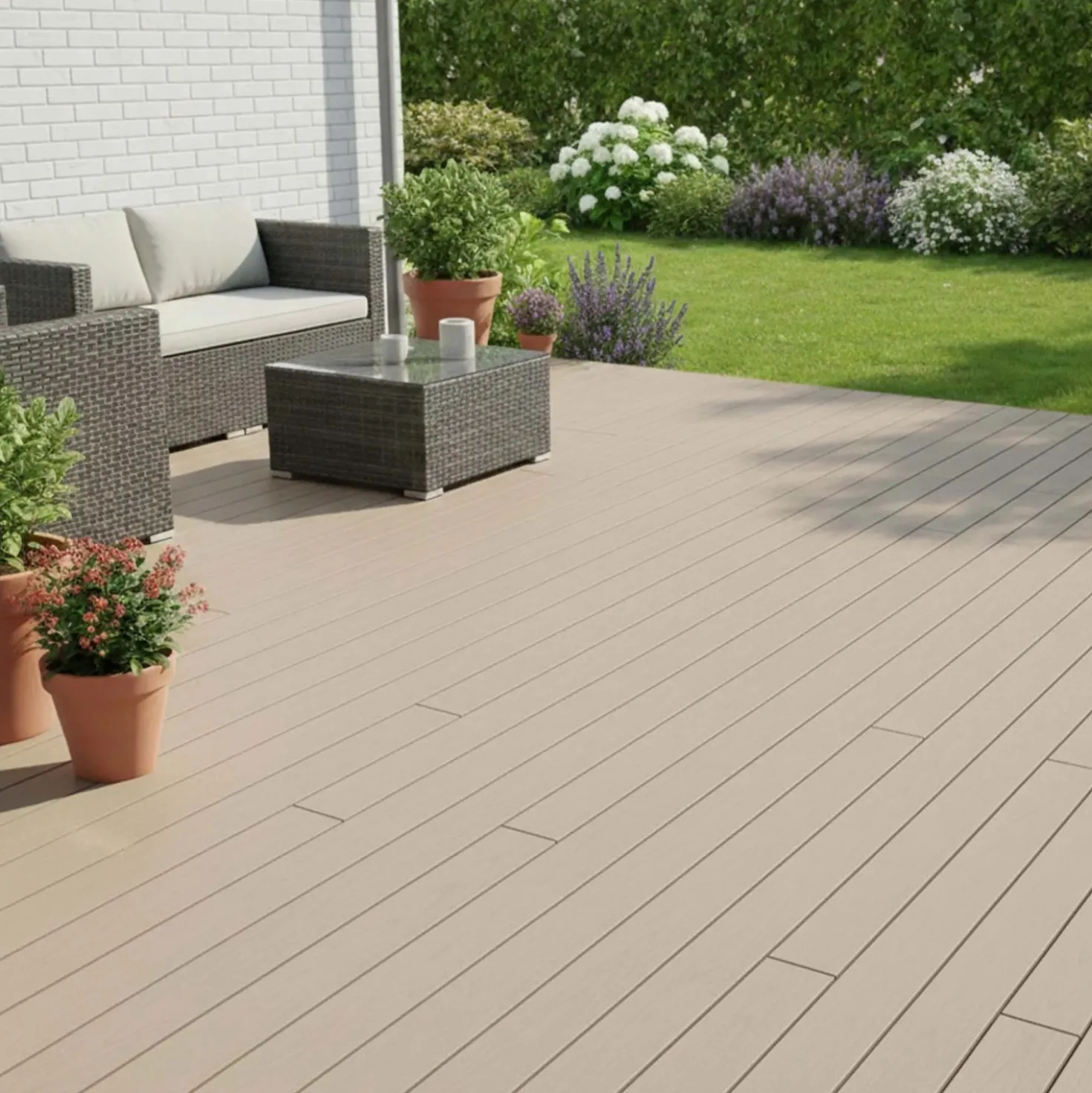 Piastrelle da esterno doga WPC easylife beige 143x2000 mm