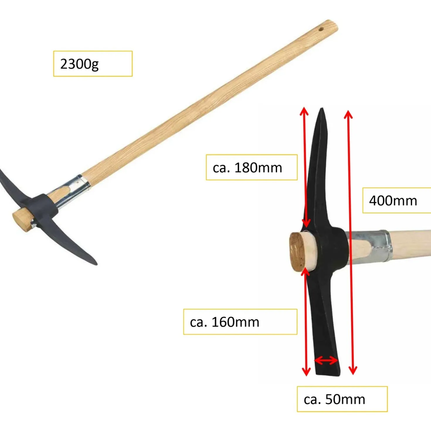 Piccone LUX-TOOLS 1,5 kg con manico da 90 cm e manicotto