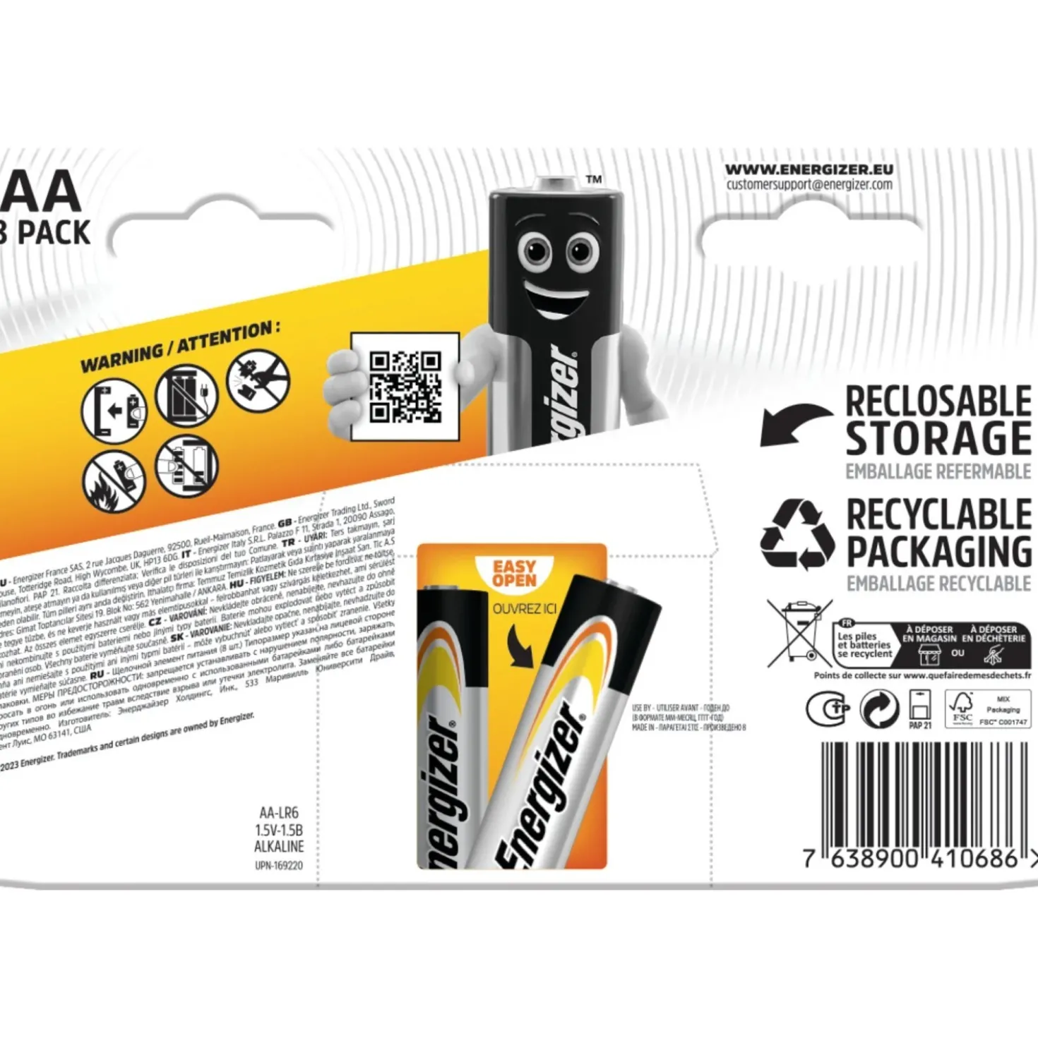Pila alcalina Energizer ALK POWER AA 8 pz