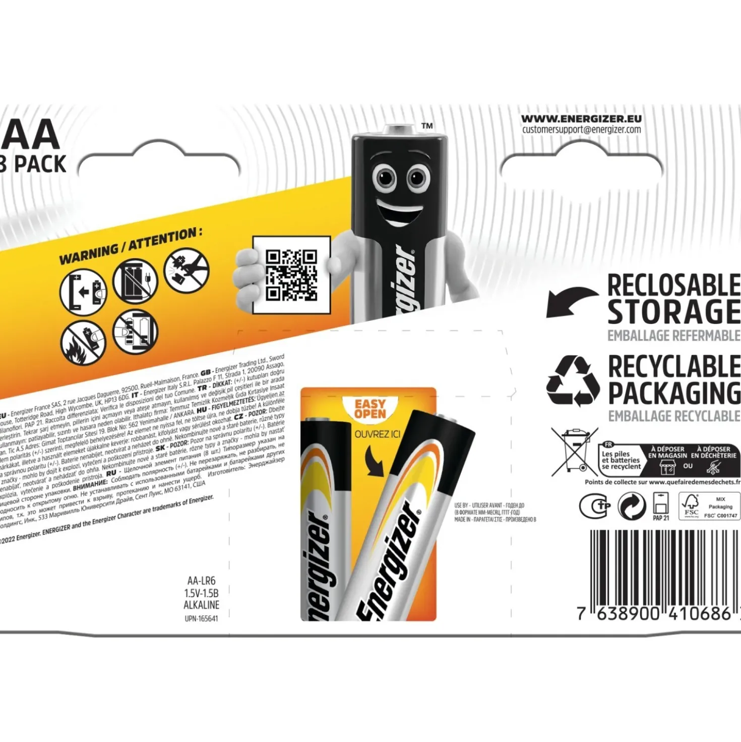 Pila alcalina Energizer ALK POWER AA 8 pz