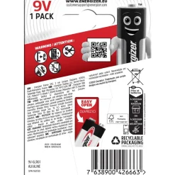 Pila alcalina Energizer MAX ALK 9V E-Block 1 pz