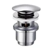 Piletta click clack tonda bassa in ottone con troppo pieno 1"1/4