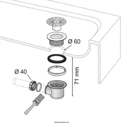 Piletta lavabo quick clac con kit sifone Ø 32mm