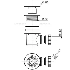 Piletta lavabo quick clac con kit sifone Ø 32mm