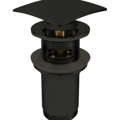 Piletta universale quadrata Click-Clack per lavabo e bidet in metallo nero