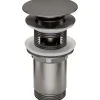 Piletta universale tonda Click-Clack per lavabo e bidet titanio