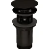 Piletta universale tonda Click-Clack per lavabo e bidet nera