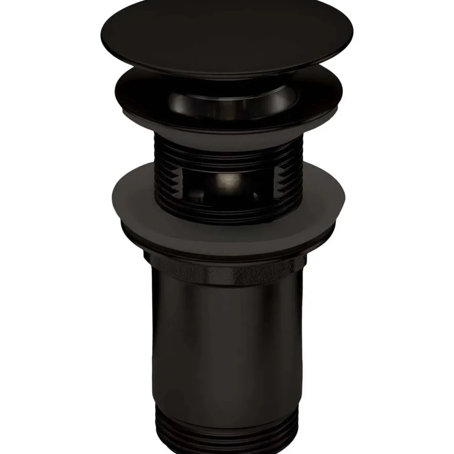 Piletta universale tonda Click-Clack per lavabo e bidet nera