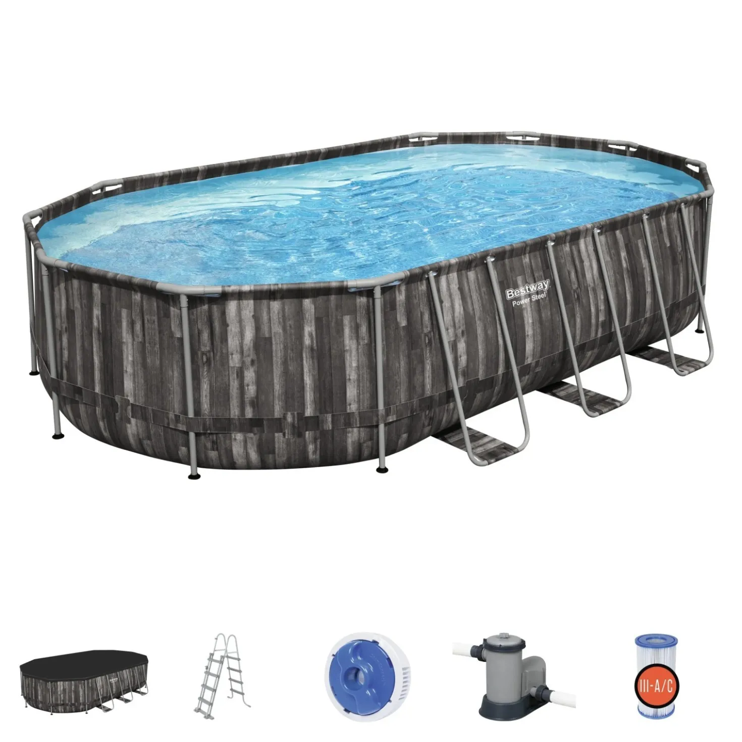 Piscina fuori terra tubolare in pvc/acciaio Bestway Pw Steel 610x366x122 cm