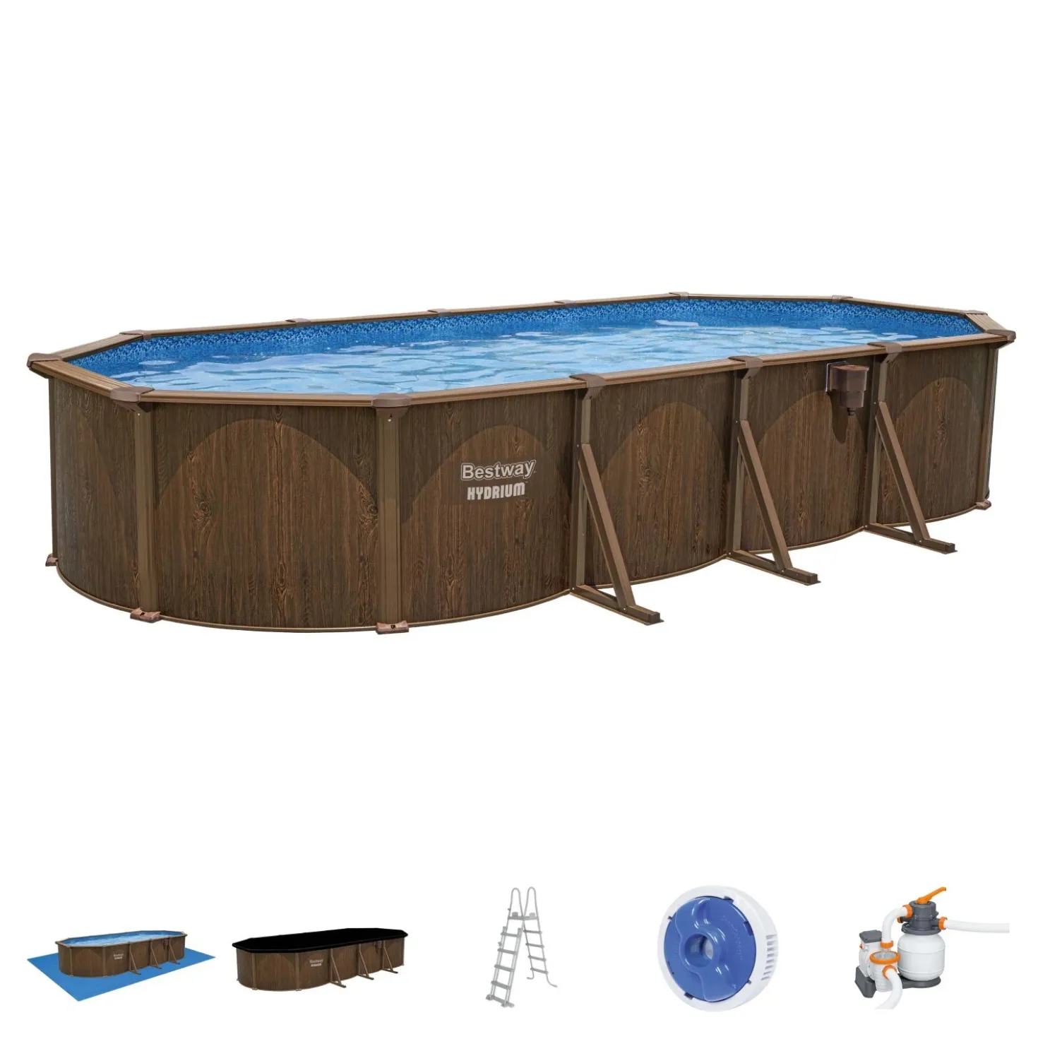 Piscina fuori terra tubolare in pvc/acciaio Bestway Hydrium 730x360x130 cm