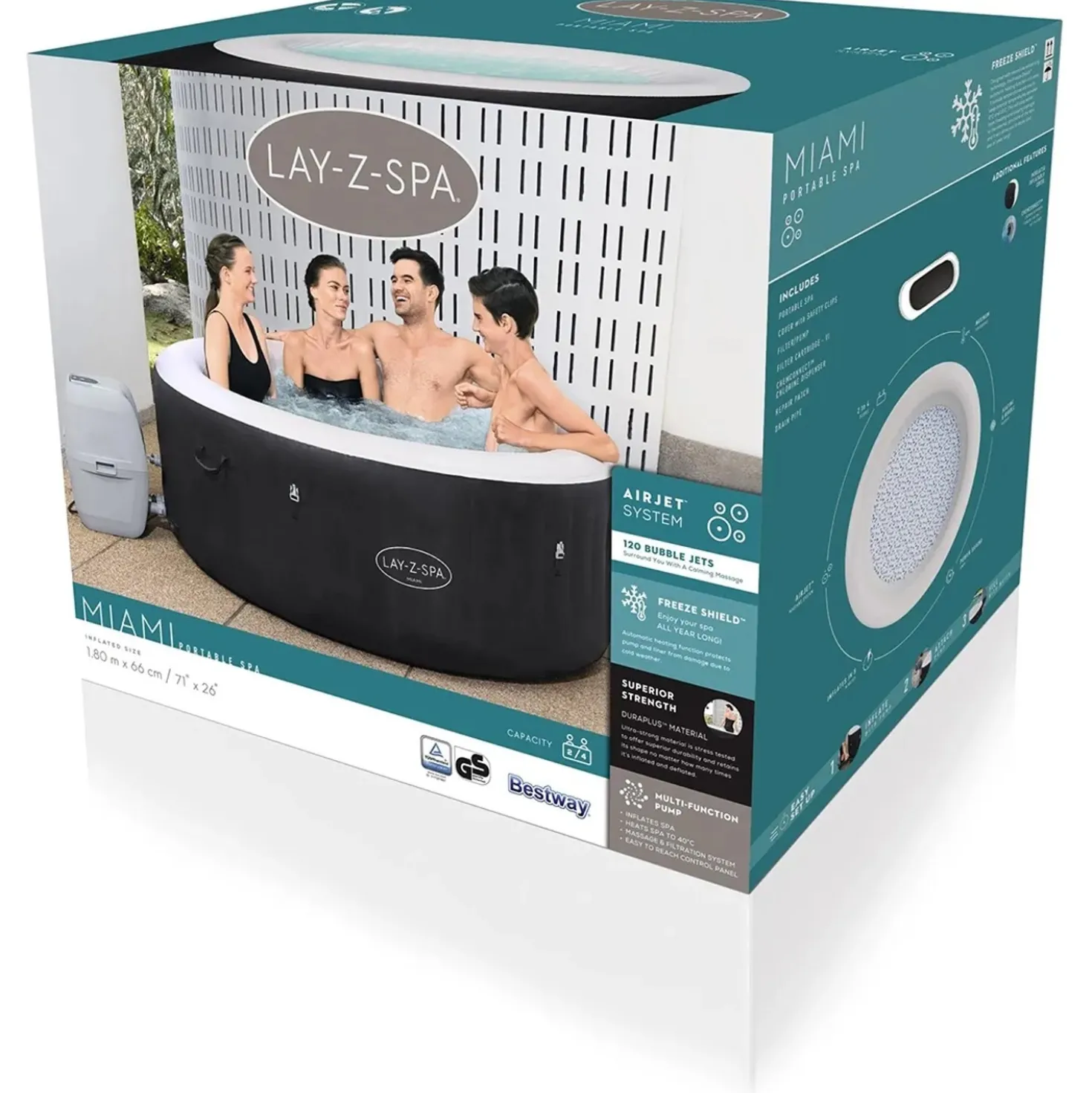 Piscina idromassaggio Bestway Lay-Z-Spa Miami AirJet Ø 180 cm x 66 cm
