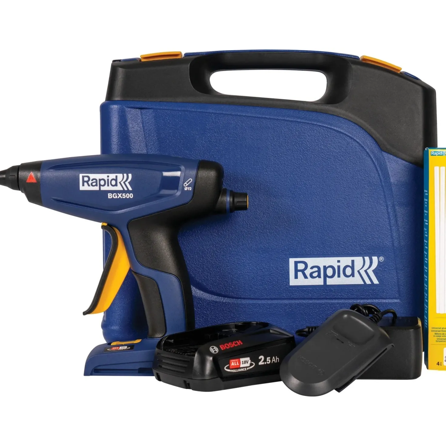 Pistola incollatrice a caldo a batteria Rapid BGX500 18 V con batteria