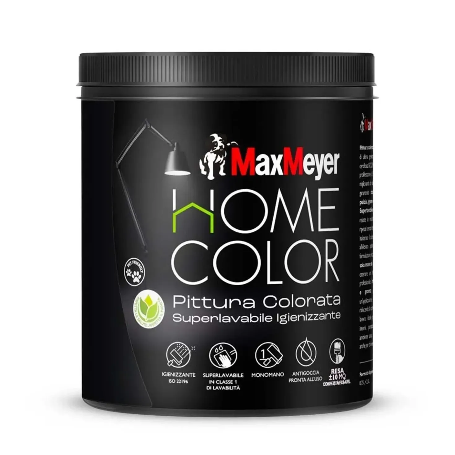 Pittura home color superlavabile igienizzante nero 0,75 l