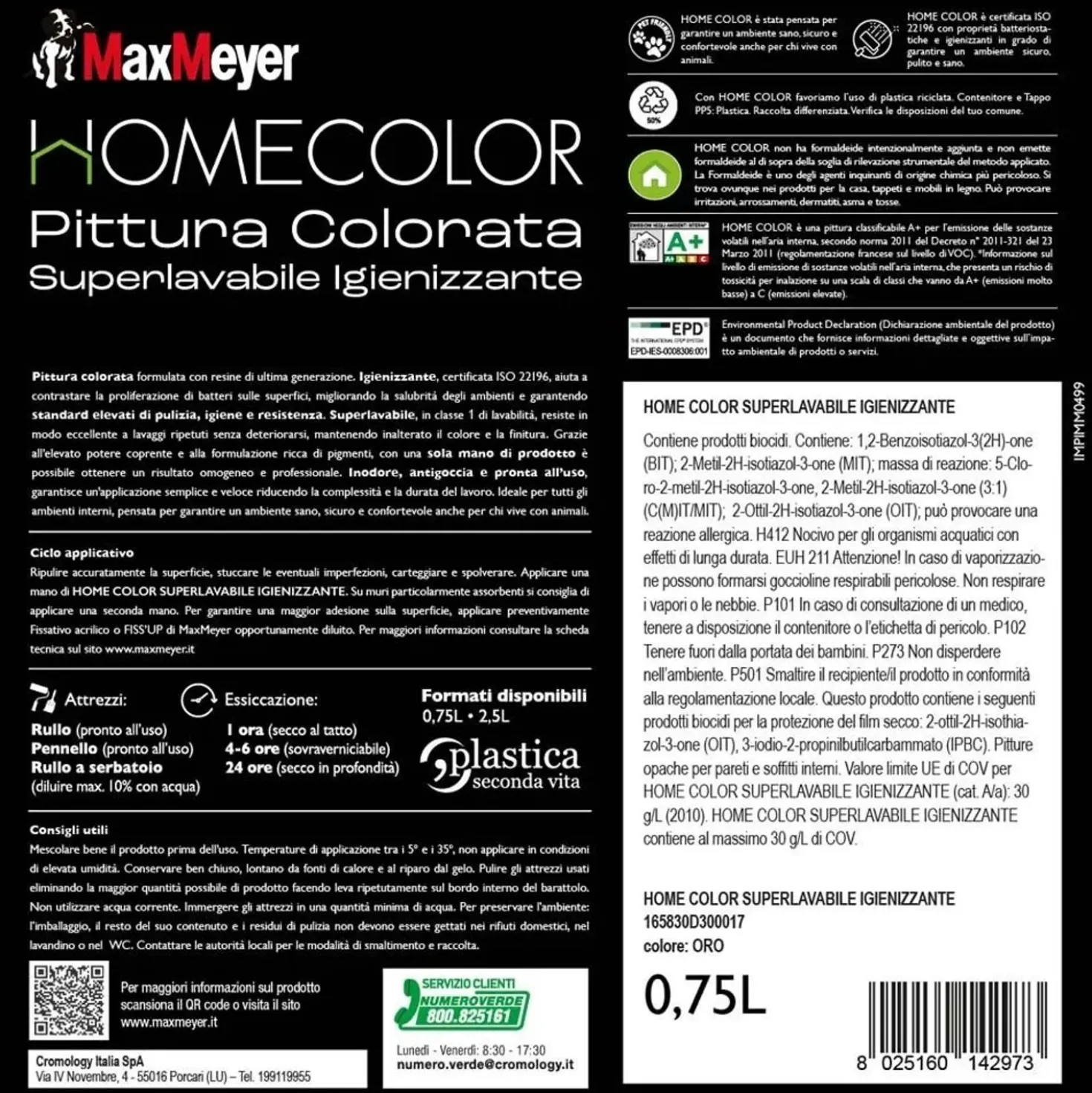 Pittura home color superlavabile igienizzante oro 0,75 l