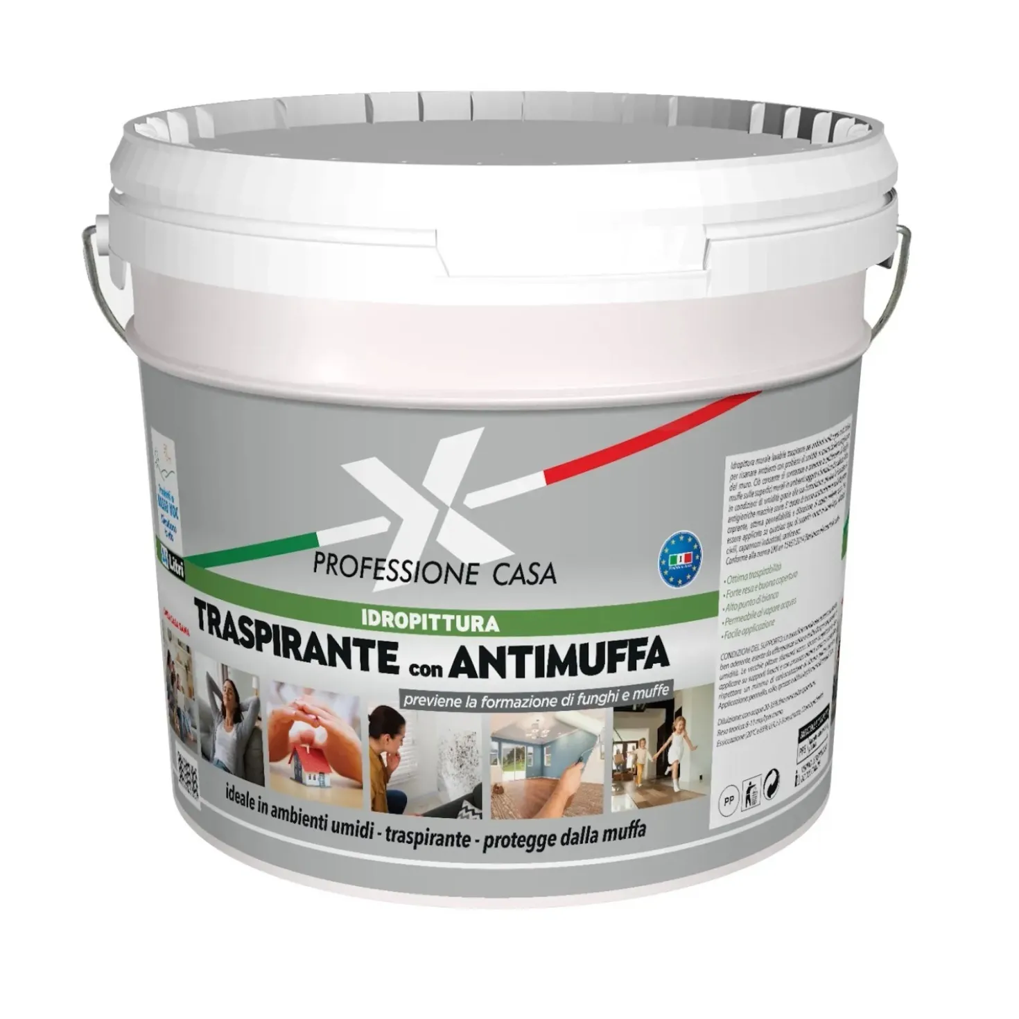 Pittura murale traspirante antimuffa bianco 14 l