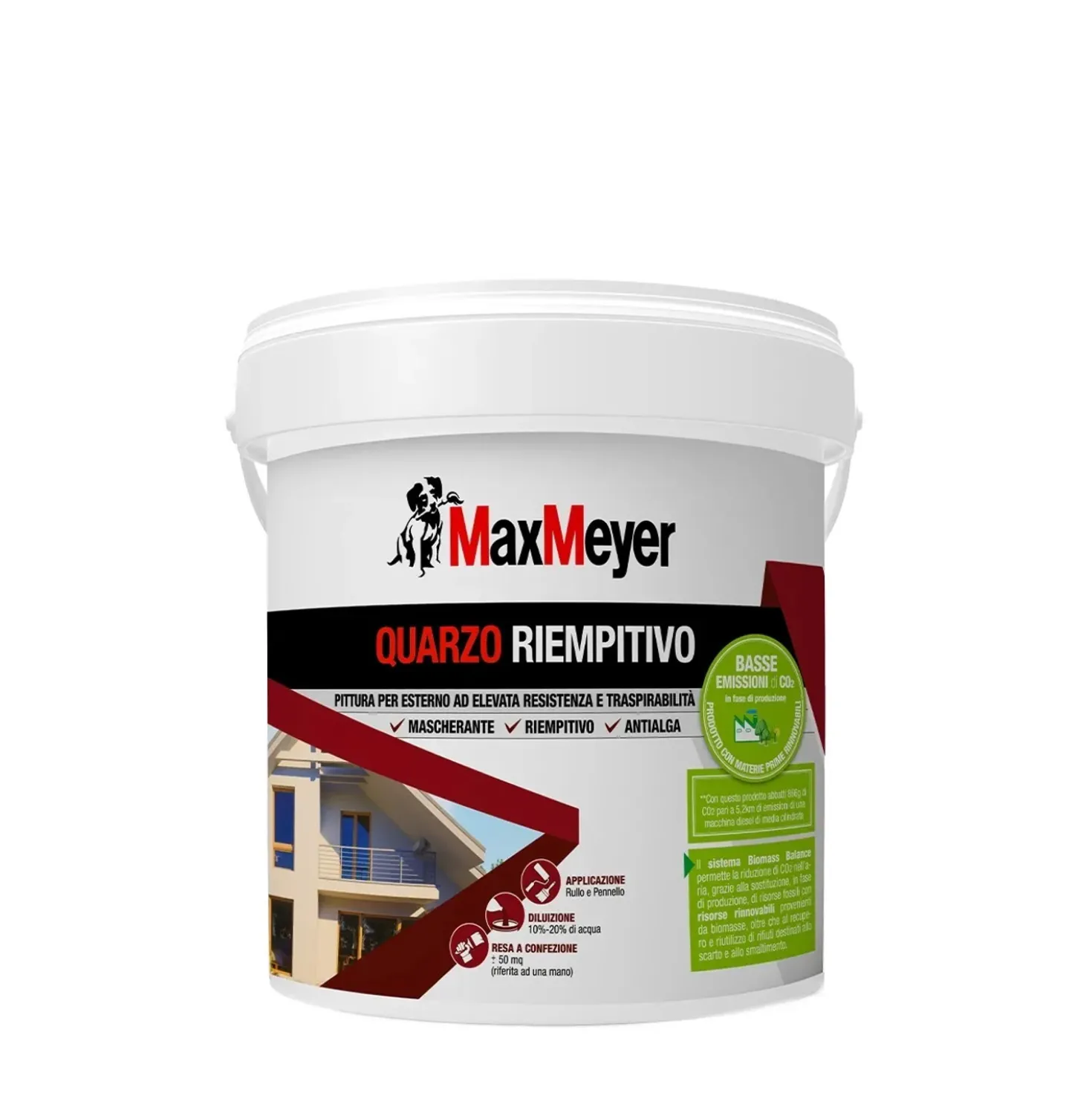 Pittura per esterno MaxMeyer traspirante quarzo riempitivo bianco 4 l