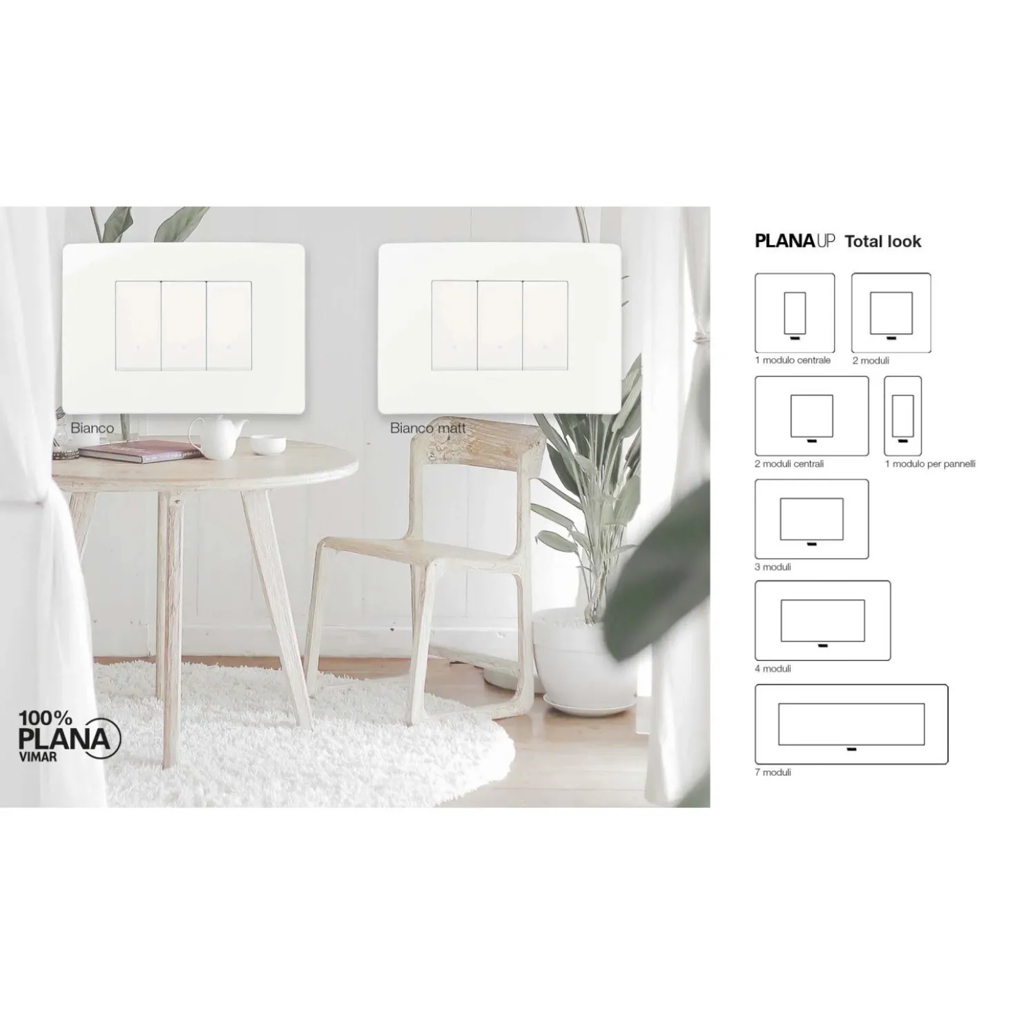 Placca Plana Up 3 moduli bianco