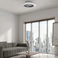 Plafoniera LED Alisio Mini 70W ventilatore motore DC 30W luce regolabile argento