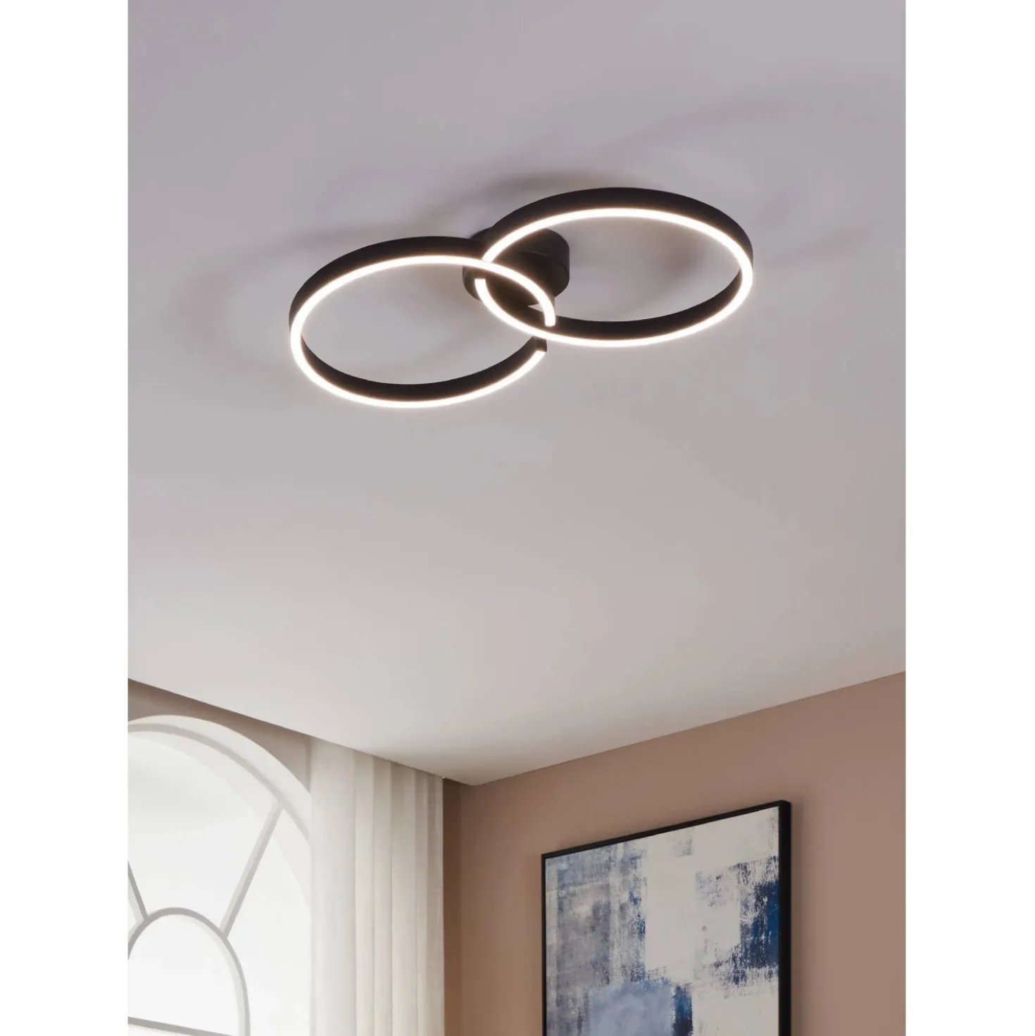 Plafoniera LED Amandolo 2400 lm CCT / RGB 6,5x38x67,5 cm nero