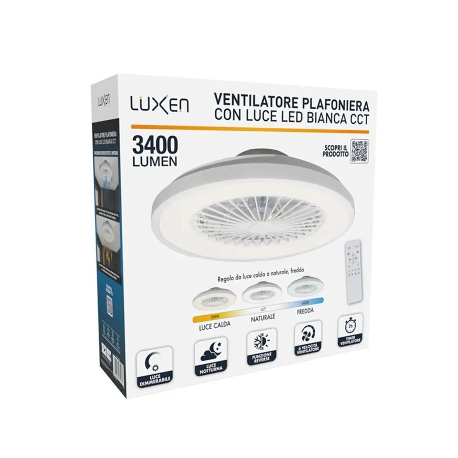Plafoniera LED con ventilatore 3400 lm bianco Ø 48,5x14,5 cm