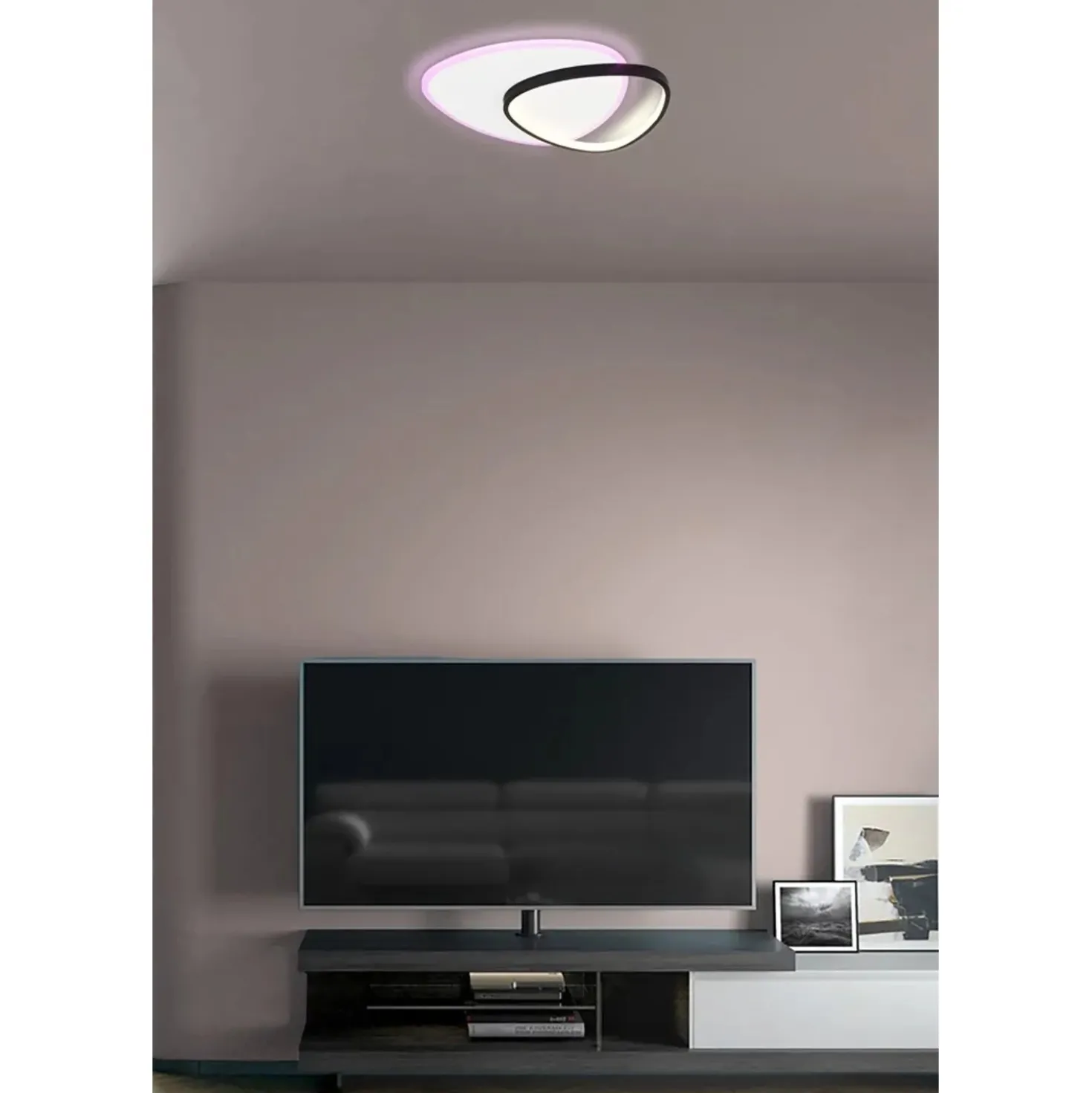 Plafoniera LED Kiara 2880 lm bianco neutro RGB 70x57 cm bianco e nero