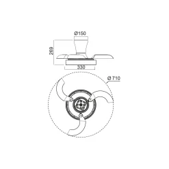 Plafoniera LED Niseko Fan Xs ventilatore 2500 lm luce bianco 26,9x71 cm