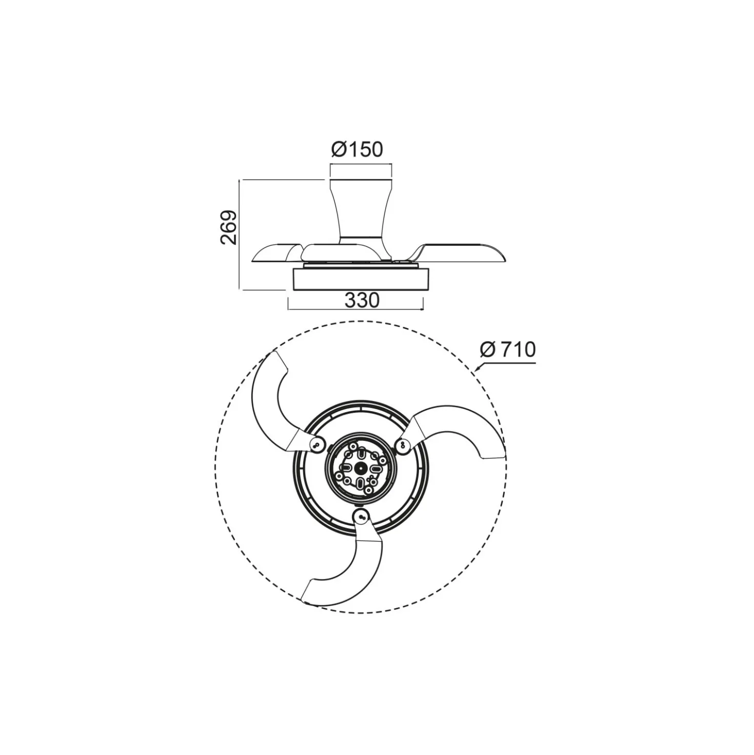 Plafoniera LED Niseko Fan Xs ventilatore 2500 lm luce bianco 26,9x71 cm