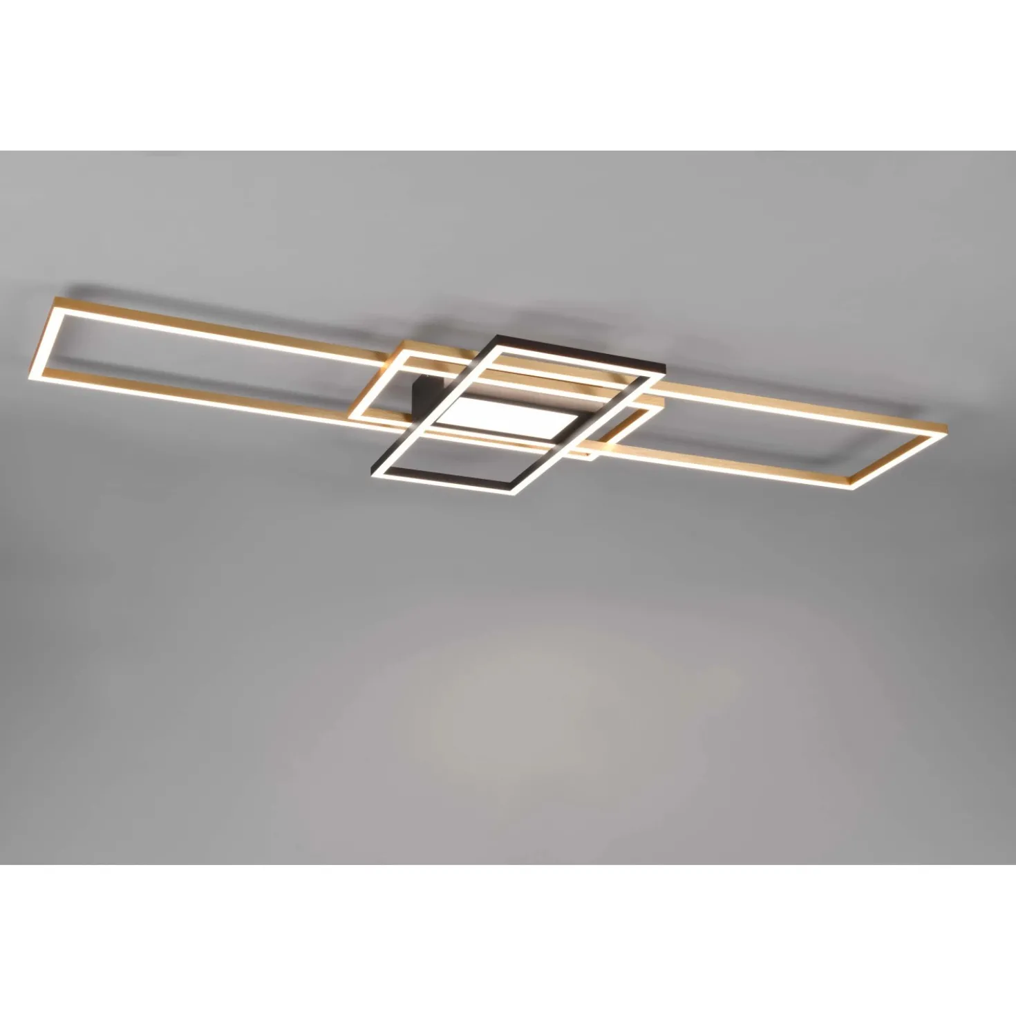 Plafoniera LED Trio Irvine 7100 lm bianco neutro 105x42x6 cm ottone
