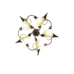 Plafoniera Tristano 5 luci 68x20 cm marrone