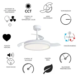 Plafoniera ventilatore LED Luna 5710 lm 3000-5000 K Ø106x 32,5x45 cm