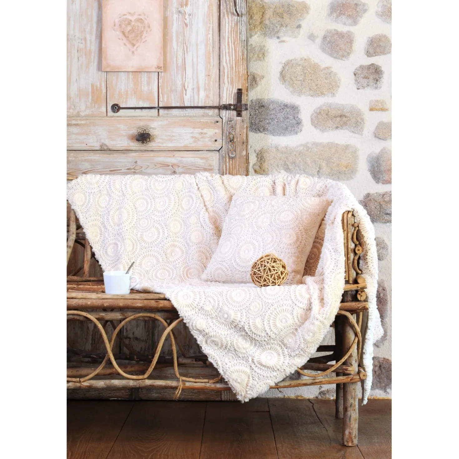 Plaid Mummy con fantasia ecrù 130 cm x 160 cm